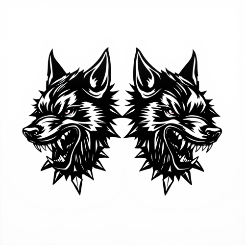 Cerberus Inspired Tattoo: Dual-Headed Black Wolf