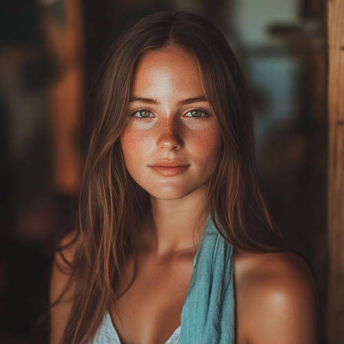 Charming Young Lady in Old European Village
