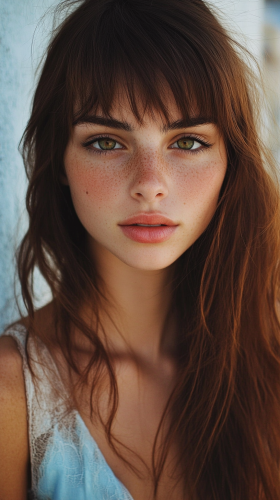 Charming Young Lady in South European Village