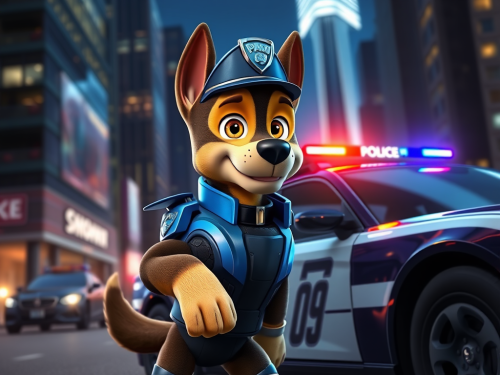 Chase from Canine Patrol in Futuristic Night City
