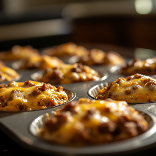 Cheesy Sausage Muffins in Muffin Tin