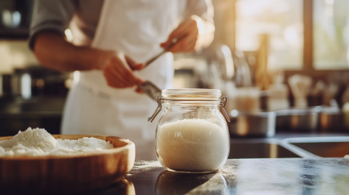 Chef using maltodextrin in low-calorie dessert