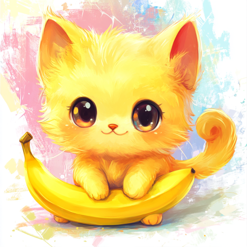 Chibi cat with features of cat and banana.