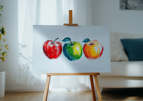 Child's painting on wall with apples and honey theme.