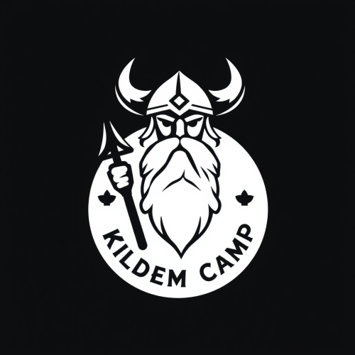 Children's Viking camp logo in black and white