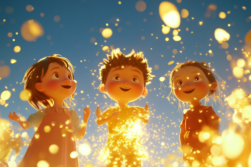 Children of different ethnicity glowing in golden light outdoors. Children of different ethnicity glowing in golden light outdoors.