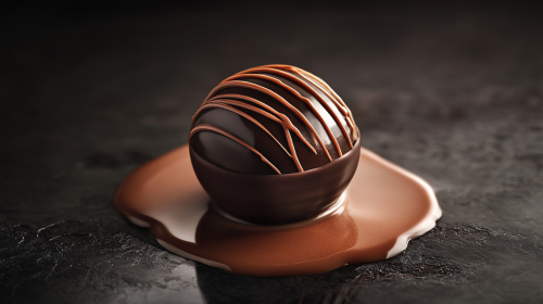 Chocolate Sphere with Ganache Spilling Out Luxuriously