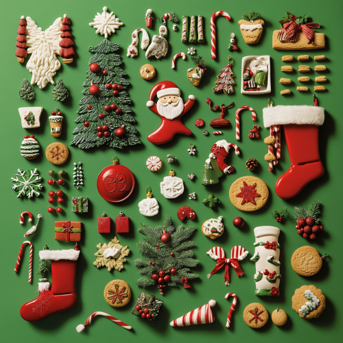 Christmas Collage with Santa, Trees, Gifts, and Cookies