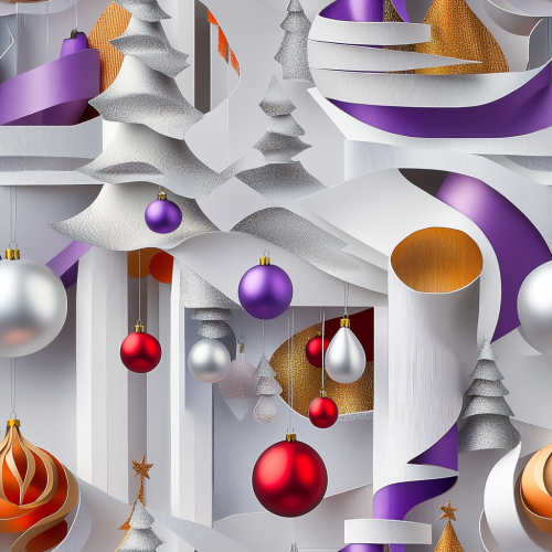 Christmas ornament paper sculpture diorama in festive colors