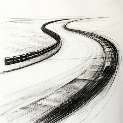 Circuit automobile connu avec ligne blanche tracée dessus.