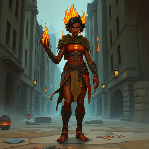 City Fire Genasi Druid in Medium Armor City Fire Genasi Druid in Medium Armor