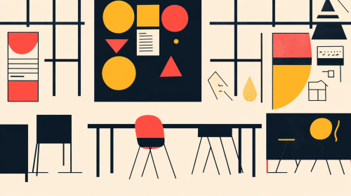 Classroom Drawn with Shapes in Cartoon Style