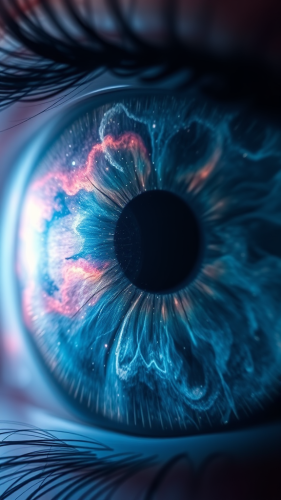 Close-Up View of Space Nebula in Iris.