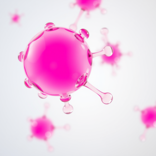 Close-Up of Pink Glass Molecules on White