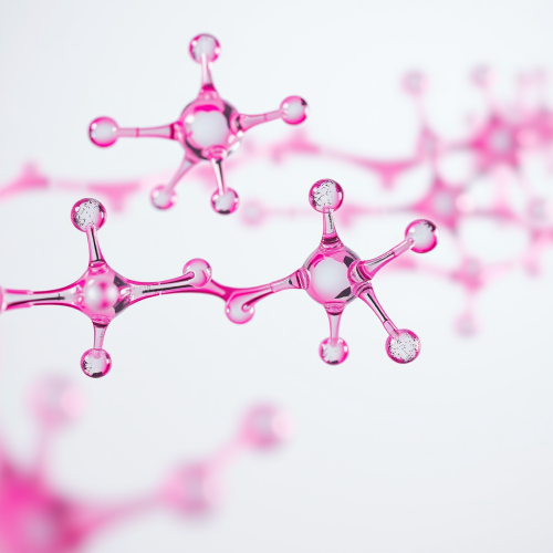 Close-Up of Pink Glass Molecules on White Close-Up of Pink Glass Molecules on White