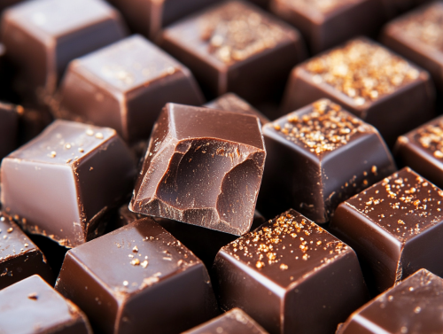 Close-up Chocolate Pralines with Golden Sprinkles
