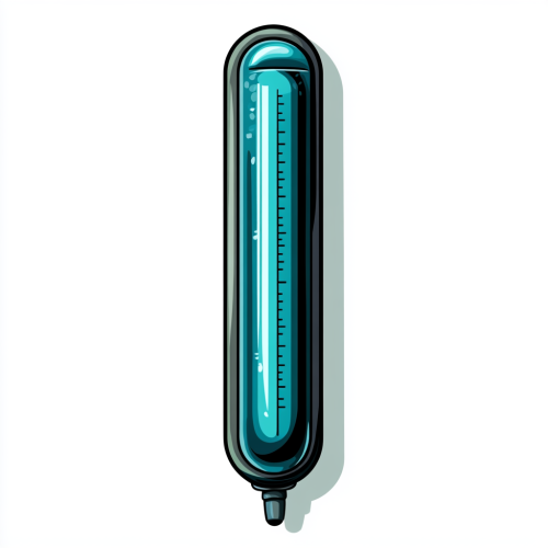 Cold blue thermometer with black outline, high resolution vector.