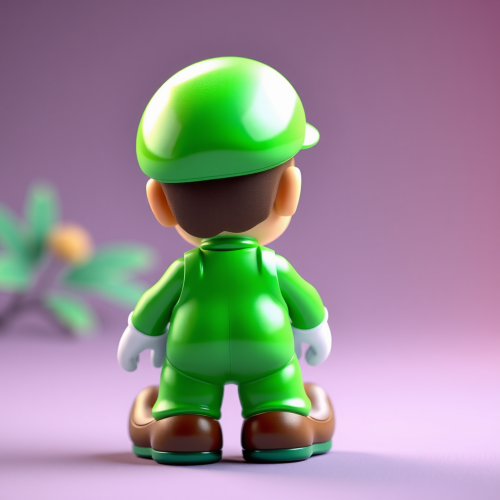 Colorful 3D Green Super Mario, Clear Detailed Back View