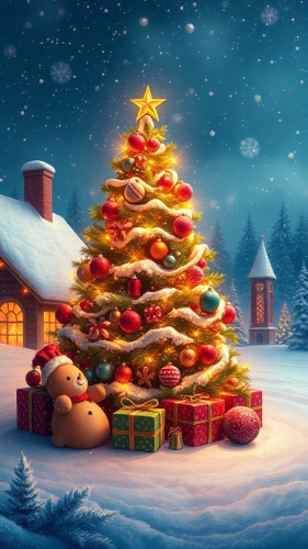 Colorful Christmas wallpaper for your mobile phone