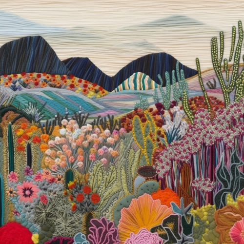 Colorful Desert Patch with Embroidered Flowers