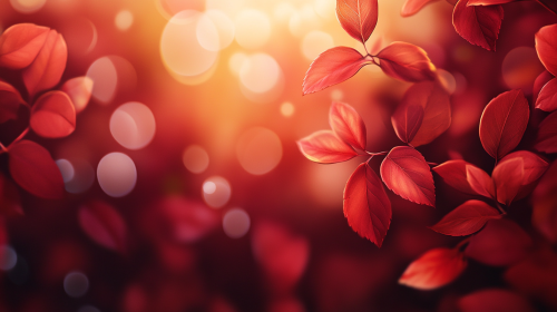 Colorful Fall Leaves in Soft Glowing Light