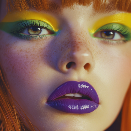 Colorful Model in Vintage Fashion Shoot Close-up