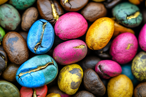 Colorful and Natural Coffee Beans Close-Up Photo