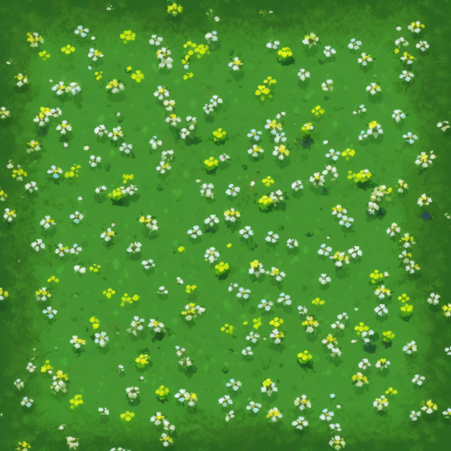 Colorful cartoon field with grass and flowers