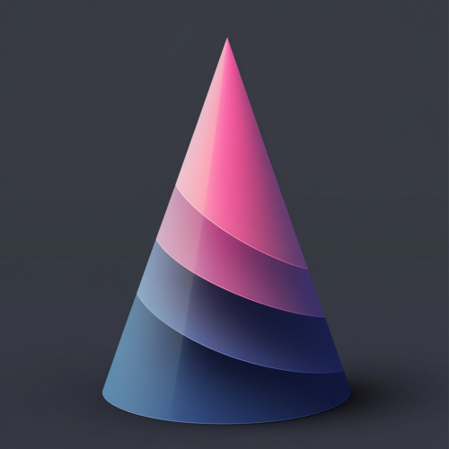 Colorful cone in abstract style on gray background