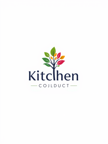 Colorful tree and flower for kitchen products logo.