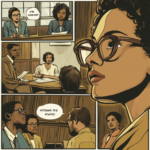 Comic page showcasing 1977 Renee Richards court case drama. Comic page showcasing 1977 Renee Richards court case drama.