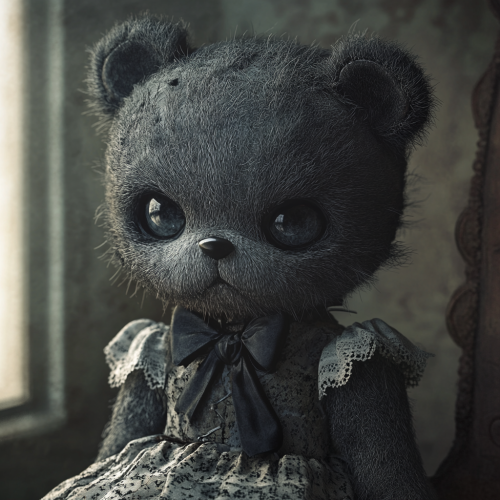 Concept art of teddy bear by Edward Gorey.