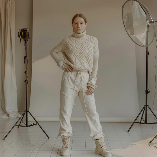 Confident 30-year-old German woman in stylish outfit