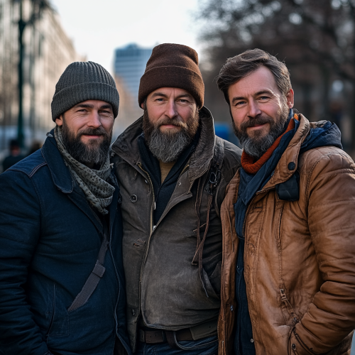 Confident Eastern European Men Standing Together Strong
