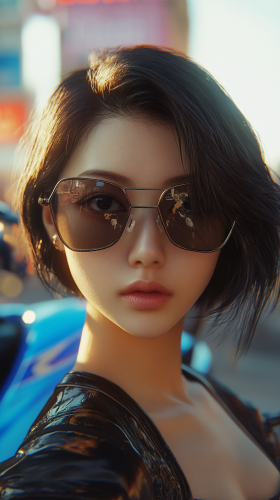 Confident Japanese Woman in Chic Bob
