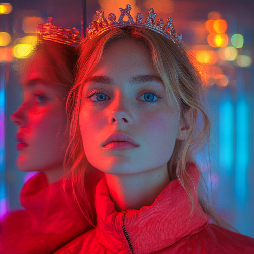 Confident Person with Crown in Mirror