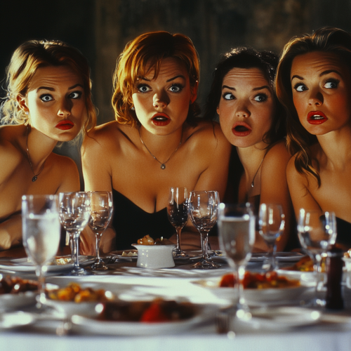 Confused Women at Dinner with One Suspicious Lady.