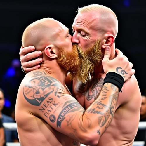 Conor Mcgregor Affectionately Kissing Dana White