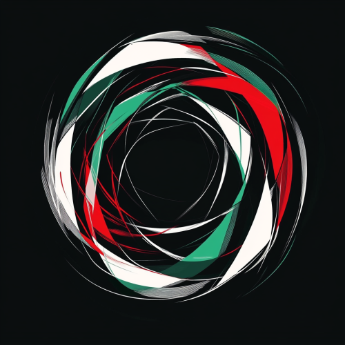 Continuous line logo drawing of futuristic technology in UAE colors