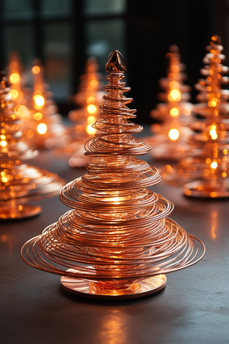 Copper Wire Christmas Trees - Modern Holiday Elegance