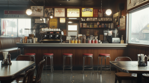 Cozy American Café with Nostalgic Ambiance - Image