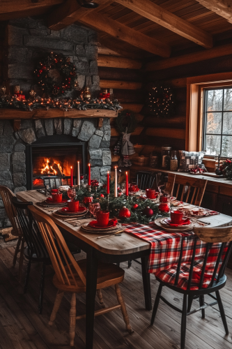 Cozy Christmas Kitchen with Rustic Cabin Aesthetic