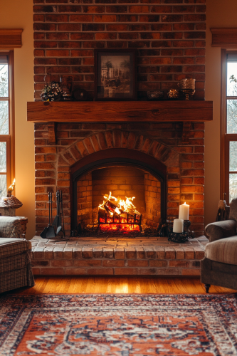 Cozy Classic Fireplace with Rustic Charm and Warmth