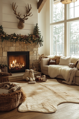 Cozy Reindeer Christmas Family Room Retreat