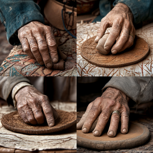 Crafty artisans work with clay, wood, and fabric