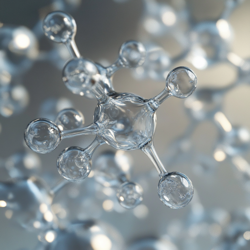 Create detailed close-up of allantoin molecule or crystal. Create detailed close-up of allantoin molecule or crystal.