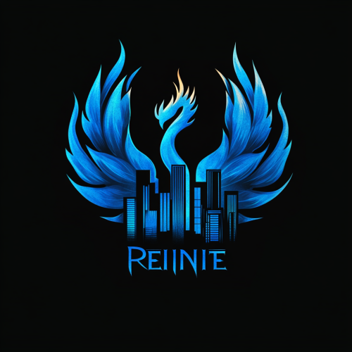 Create logo with Houston skyline, fiery phoenix, 'REIGNITE'. Create logo with Houston skyline, fiery phoenix, 'REIGNITE'.