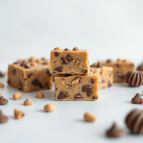 Crunchy peanut butter fudge with chocolate chips.