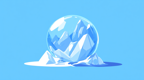 Crystal Ball in Blue Background with Geometric Shapes