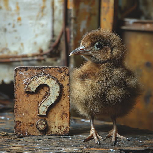 Curious Kiwi Bird with Question Mark